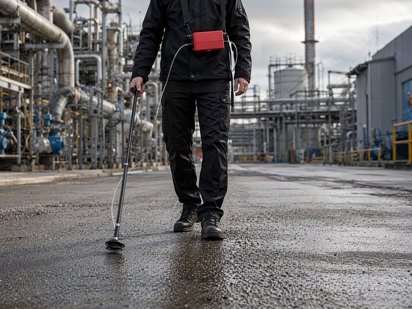 Leckageortung im Außenbereich auf einem Industriegelände